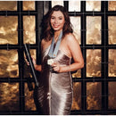 Vestido Midi De Franjas Gola Halter Dourado