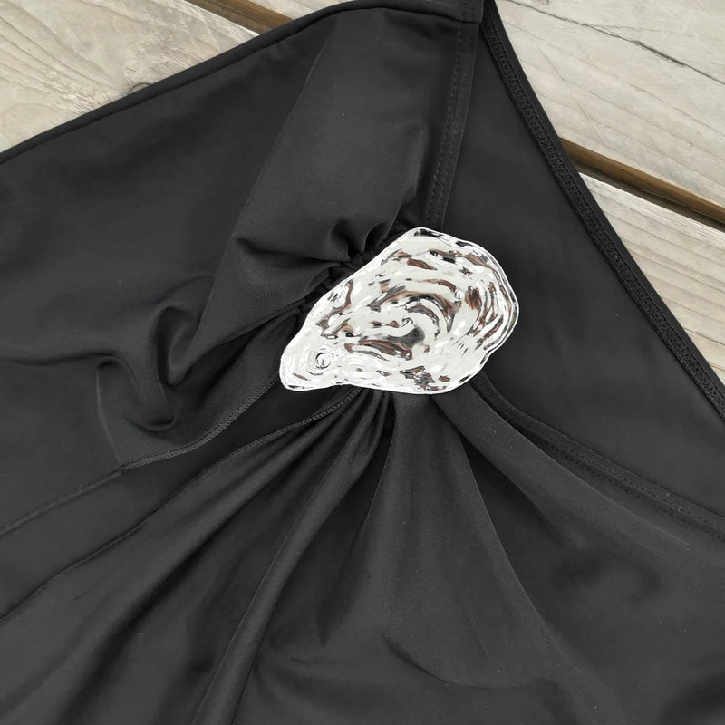 Conjunto 3 Peças Biquíni e Saia Com Fivela Preto