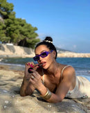 Óculos De Sol Vintage Acetato Roxo