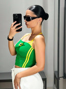 Top Cropped 2 Cores Com Estampa Do Brasil