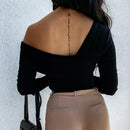 Blusa Manga Longa Decote Ombro a Ombro