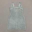 Vestido Curto Tubinho Bordado em Pedrarias Prata