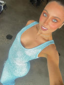 Vestido Longo Alça Média Lurex Brilhoso