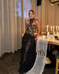 Vestido Longo Todo Rendado Com Babados Branco