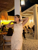 Conjunto Rendado Assimétrico Off White