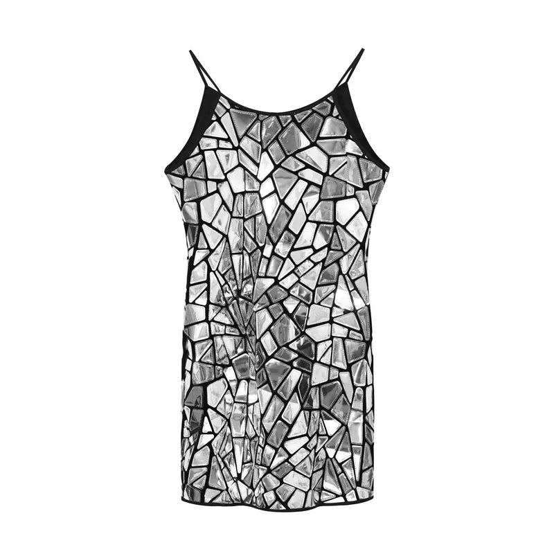 Vestido Curto Gola Halter Metalizado