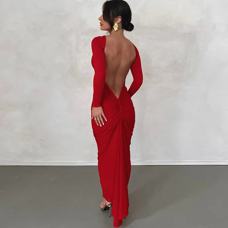 Vestido Longo Cauda Drapeada Branco