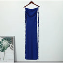 Vestido Longo Cauda Drapeada Alça Fina Preto