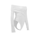 Body De Malha Ombro A Ombro Manga Longa Preto