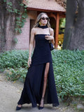 Vestido Longo Tomara Que Caia Assimétrico Sobreposto Marrom