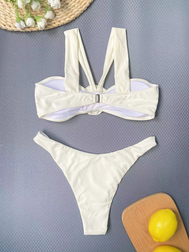 Conjunto 3 Peças De Biquíni + Saia Flores 3D