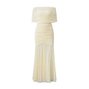 Vestido Longo Ombro a Ombro Off White Elegant