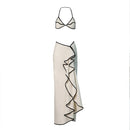 Conjunto 3 Peças Biquíni e Saia Lycra Branco