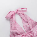 Vestido Curto Rodado Decote V Com Laço Amarelo