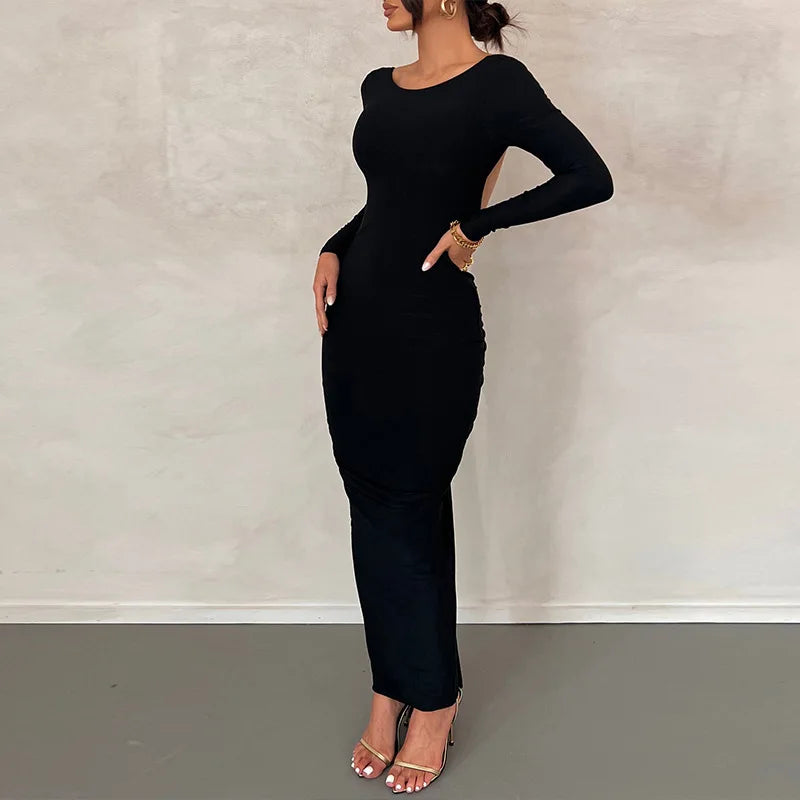 Vestido Longo Cauda Drapeada Vermelho