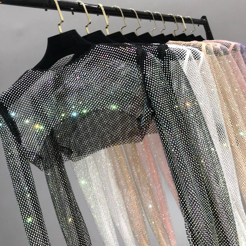 Cropped Manga Longa Com Strass