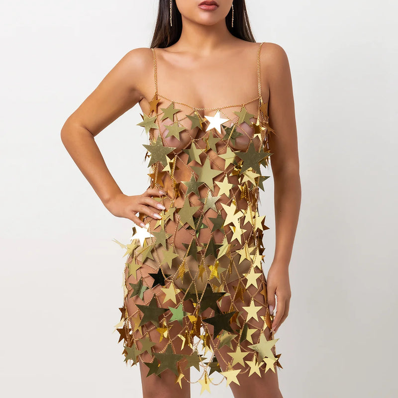 Vestido De Lantejoulas Super Star