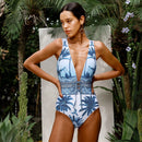 Conjunto 2 Peças Maiô e Saia Estampa Étnica Azul Bic