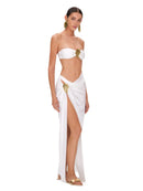 Conjunto 3 Peças Biquíni e Saia Com Fivela Branco