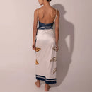 Conjunto 2 Peças Biquíni e Saia Estampa Solar Azul Marinho