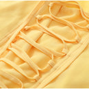 Vestido Longo Tomara Que Caia Com Fenda Drapeado Amarelo