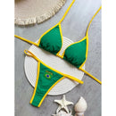 Conjunto De Biquíni 2 Peças Cortininha Fio Dental Estampa Brasil