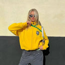 Casaco Moletom Feminino Com Zíper Amarelo Brasil
