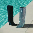 Bota Cano Alto Salto Plataforma Bico Fino Com Strass