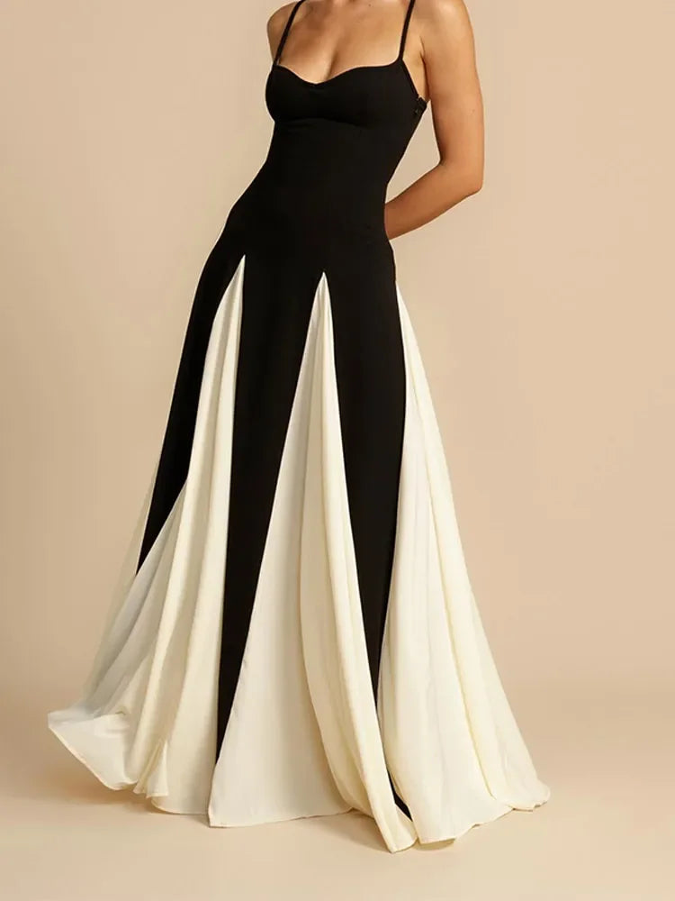 Vestido Longo Alça Fina Caimento Leve e Fluído Preto