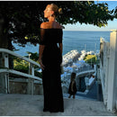 Vestido Longo Ombro a Ombro Off White Elegant