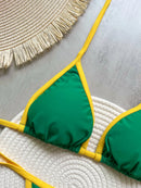 Conjunto De Biquíni 2 Peças Cortininha Fio Dental Estampa Brasil