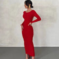 Vestido Longo Cauda Drapeada Vermelho