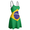 Vestido Curto Alça Fina Com Estampa Da Bandeira Brasil