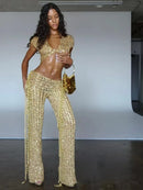Conjunto 2 Peças Todo em Paetês Dourado Maria Brazil