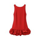 Vestido Curto Sem Manga Com Babados Em Cetim Preto