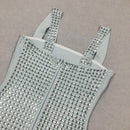 Vestido Curto Tubinho Bordado em Pedrarias Prata