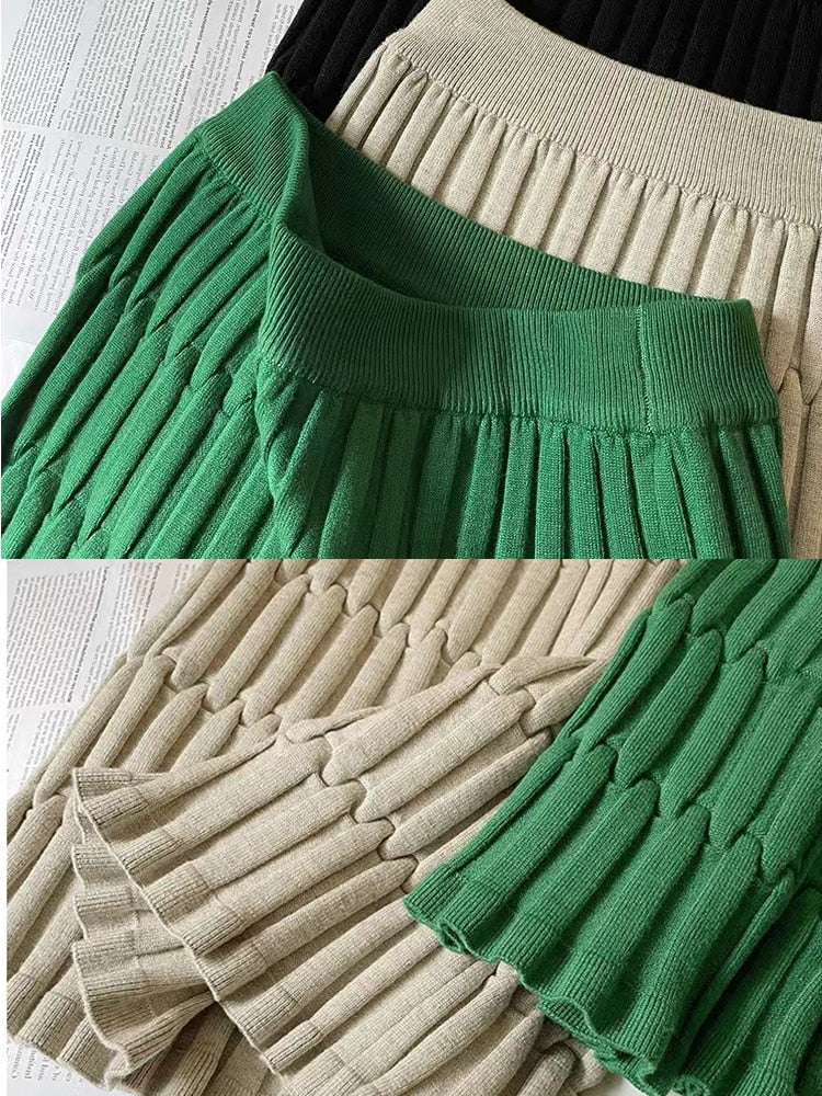 Saia Midi Franzida De Malha