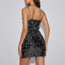 Vestido Curto De Alça Bordado De Lantejoulas