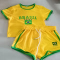 Conjunto Feminino 2 Peças Blusa Short Com Estampa Do Brasil
