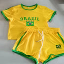 Conjunto Feminino 2 Peças Blusa Short Com Estampa Do Brasil