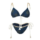 Conjunto 2 Peças Biquíni e Saia Estampa Solar Azul Marinho