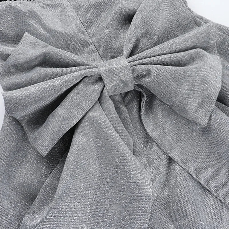 Vestido Curto Tomara Que Caia Com Brilho Cinza Escuro