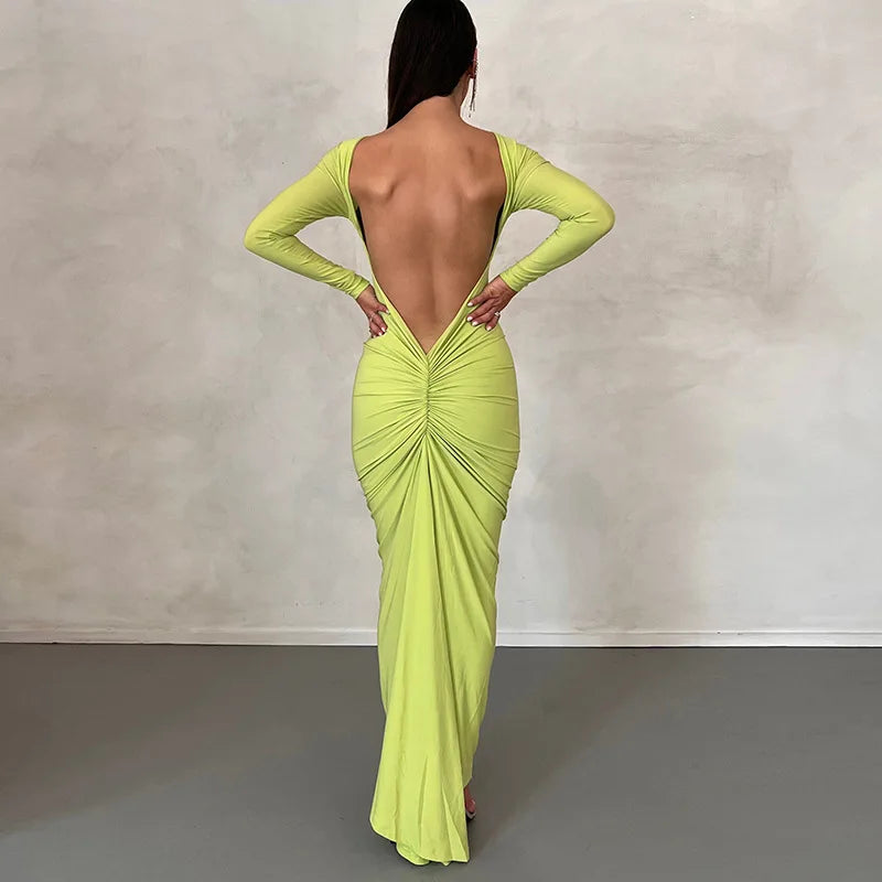 Vestido Longo Cauda Drapeada Vermelho