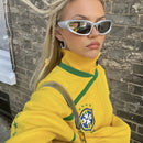 Casaco Moletom Feminino Com Zíper Amarelo Brasil