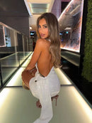 Vestido Curto De Paetê Assimétrico Com Cauda Vinho