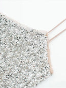 Vestido Midi De Paetês Alça Fina Prata