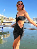 Conjunto De Biquíni + Saída de Praia Flores 3D Glitter