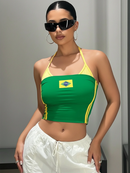 Top Cropped 2 Cores Com Estampa Do Brasil
