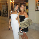 Vestido Longo De Paetês Com Alça Média Branco