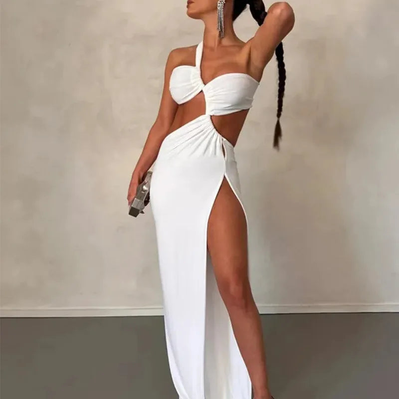 Vestido Longo Assimétrico Um Ombro Só Branco